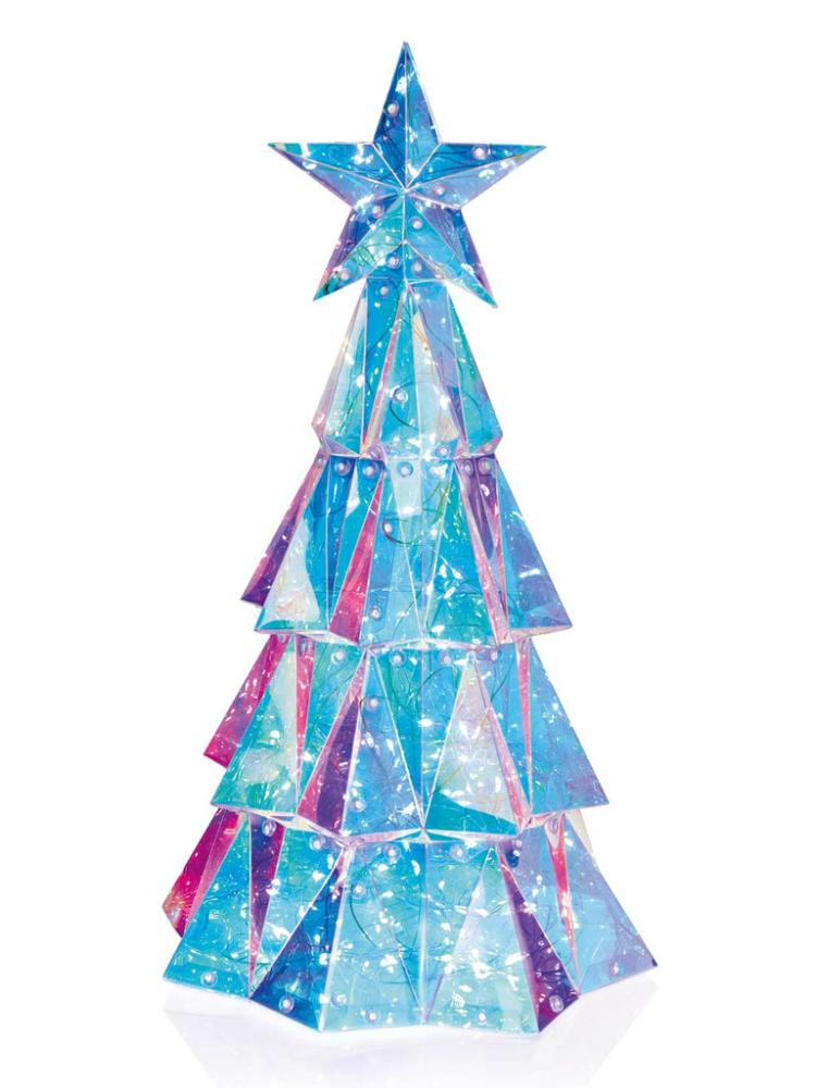 Lit Christmas Decorations | 40cm Dream Light Iridescent Tree with 100 White Twinkle LEDs Indoor Christmas Lights Lit Christmas Decorations