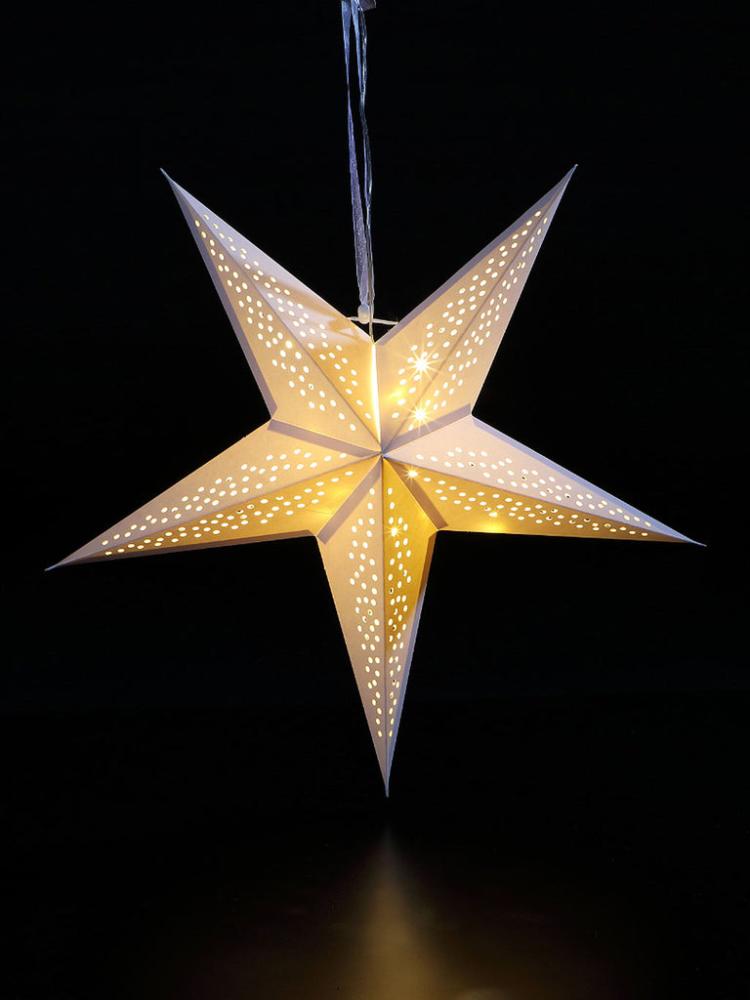 Lit Christmas Decorations | 40cm Paper Star with 15 Warm White Leds Indoor Christmas Lights Lit Christmas Decorations