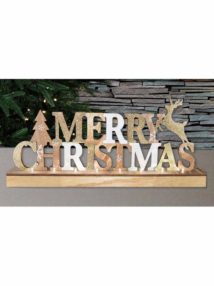 Lit Christmas Decorations | 45cm Merry Christmas B/O Led Light Indoor Christmas Lights Lit Christmas Decorations