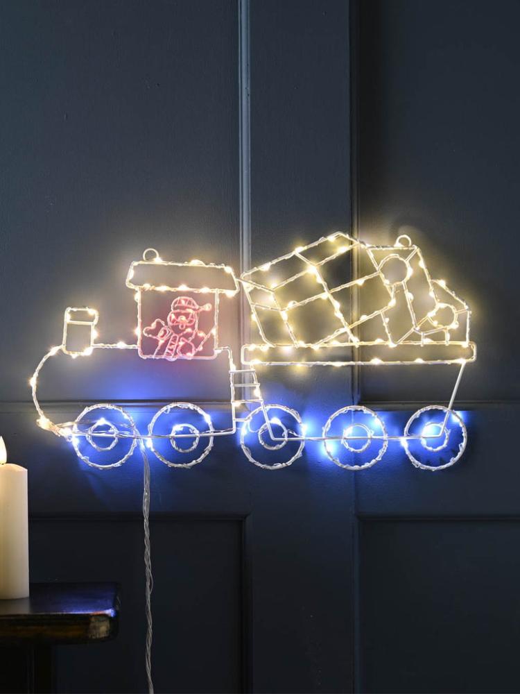 Lit Christmas Decorations | 45cm Santa Train Dewdrop Wall Light Indoor Christmas Lights Lit Christmas Decorations