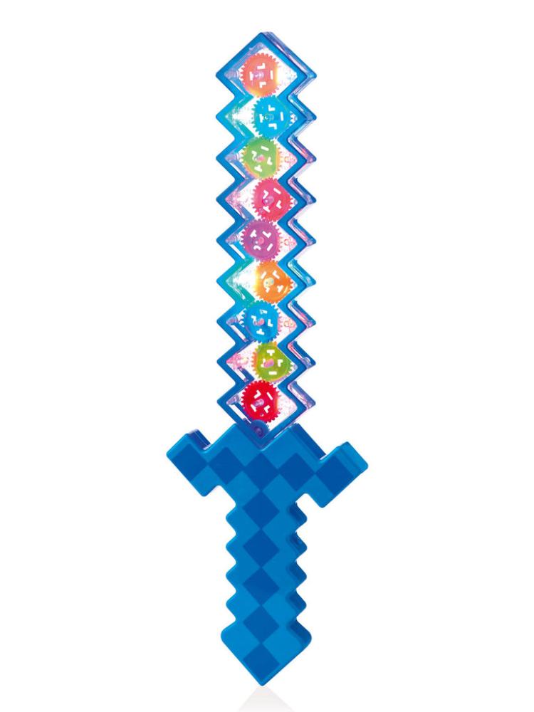 Lit Christmas Decorations | 46cm Lit B/O Musical Blue Pixel Sword Indoor Christmas Lights Lit Christmas Decorations