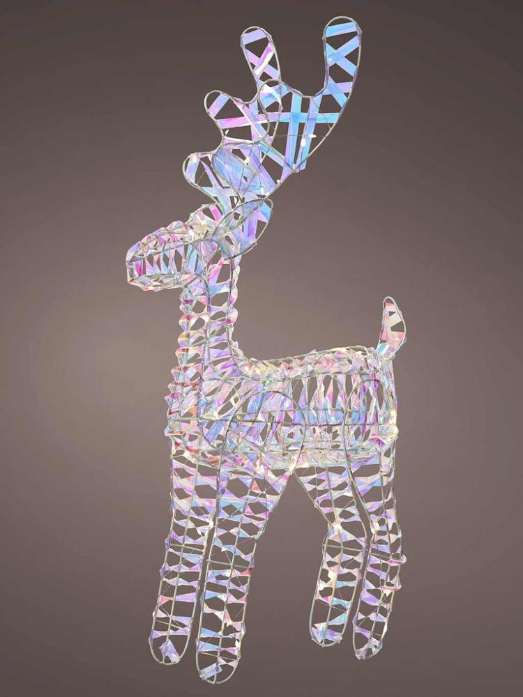 Lit Christmas Decorations | 55cm B/O Iridescent Micro LED Reindeer Indoor Christmas Lights Lit Christmas Decorations