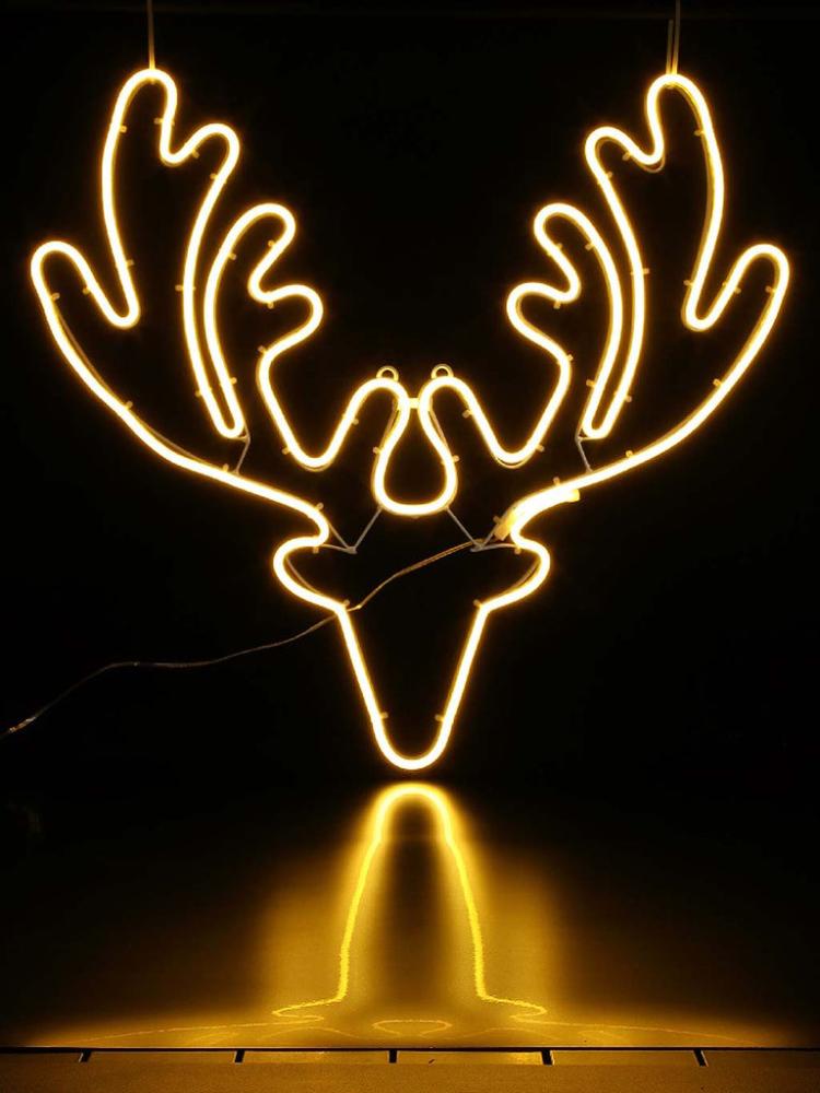 Lit Christmas Decorations | 56cm Neon Reindeer Head with 384 LEDs Indoor Christmas Lights Lit Christmas Decorations