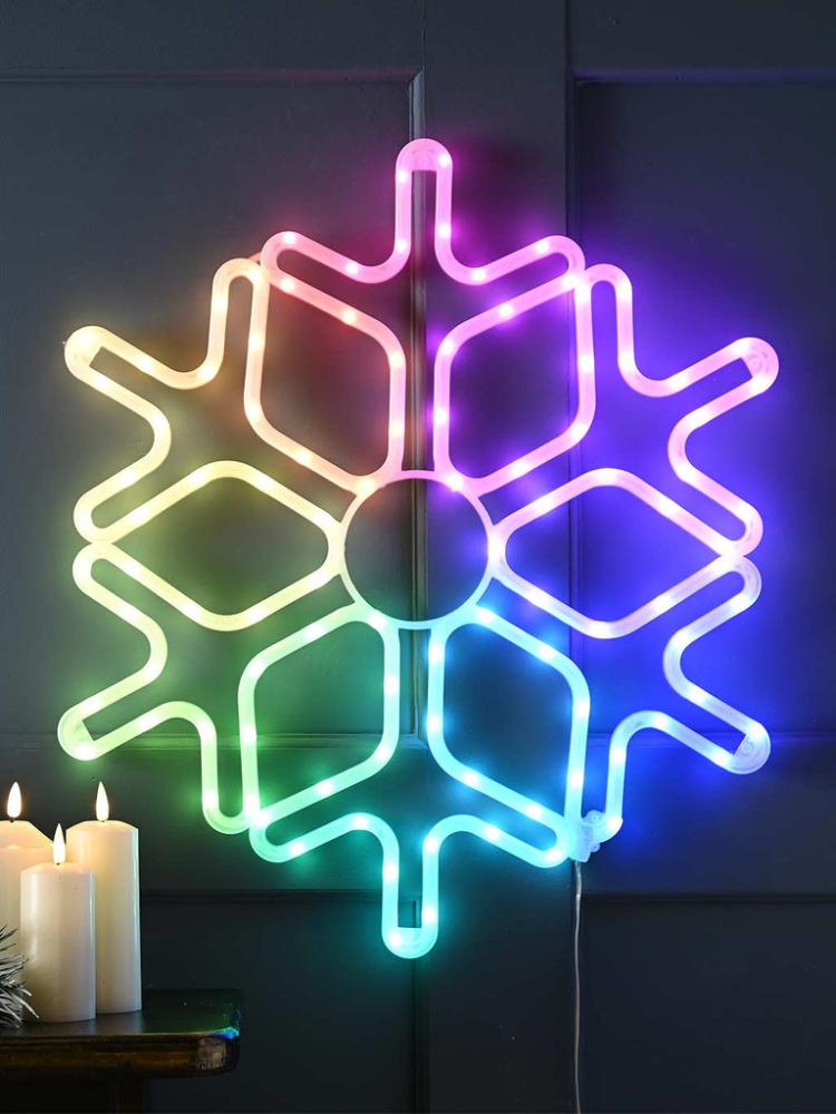 Lit Christmas Decorations | 57cm Digital Snowflake With Remote Control Indoor Christmas Lights Lit Christmas Decorations