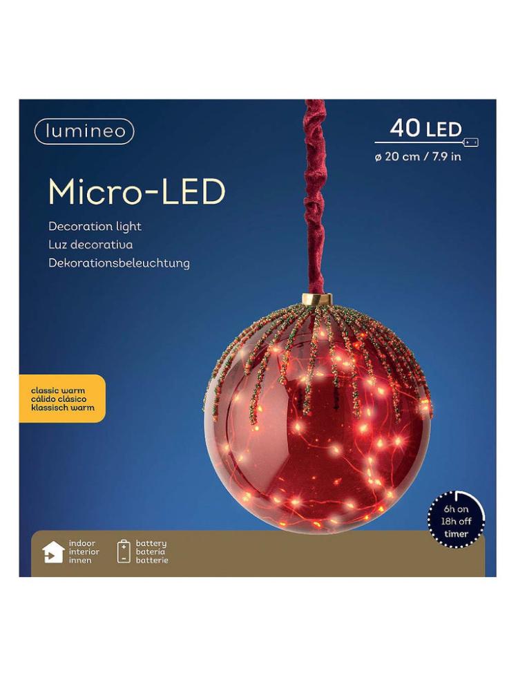 Lit Christmas Decorations | Battery Operated Micro LED Ball – Red Indoor Christmas Lights Lit Christmas Decorations