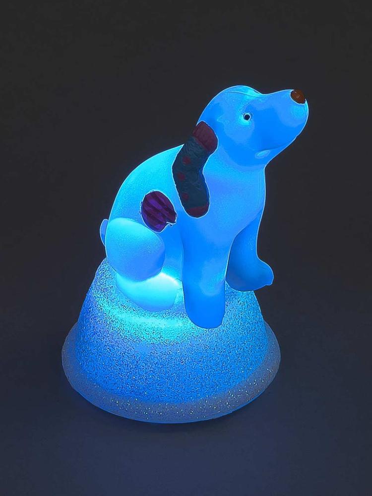 Lit Christmas Decorations | B/O 8cm Acrylic Snowdog with Colour Changing LED Indoor Christmas Lights Lit Christmas Decorations