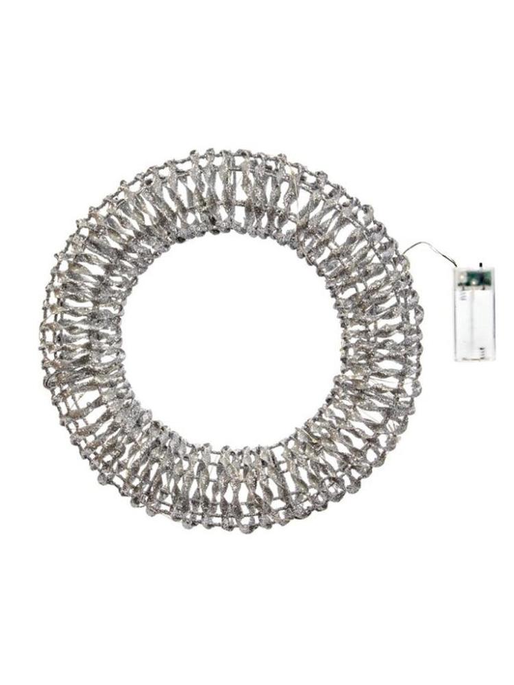 Lit Christmas Decorations | GlitterTwist LIT Wreath – Silver Indoor Christmas Lights Lit Christmas Decorations