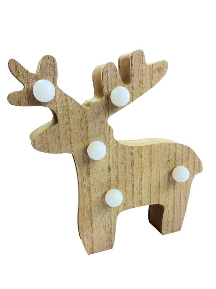 Lit Christmas Decorations | LED Wooden Stag Indoor Christmas Lights Lit Christmas Decorations