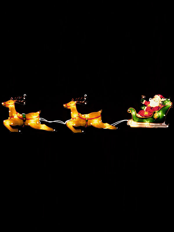 Lit Christmas Decorations | Santa In Sleigh with Reindeers Window Silhouette Light Indoor Christmas Lights Lit Christmas Decorations