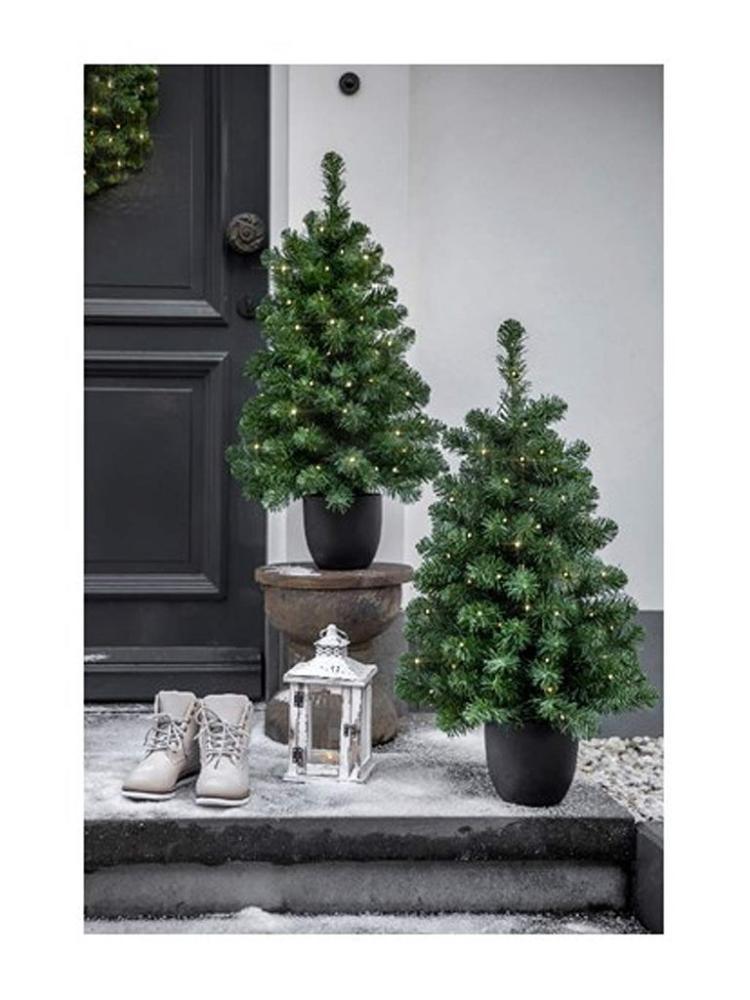 Mini Christmas Trees | 1.2m (4ft) Imperial Tree In Pot with 80 Battery Operated LED Lights – Warm White Artificial Christmas Trees Mini Christmas Trees