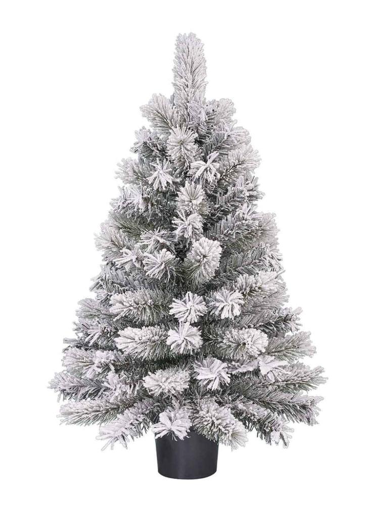 Mini Christmas Trees | 90cm (3ft) Frosted Dinsmore Potted Christmas Tree Artificial Christmas Trees Mini Christmas Trees