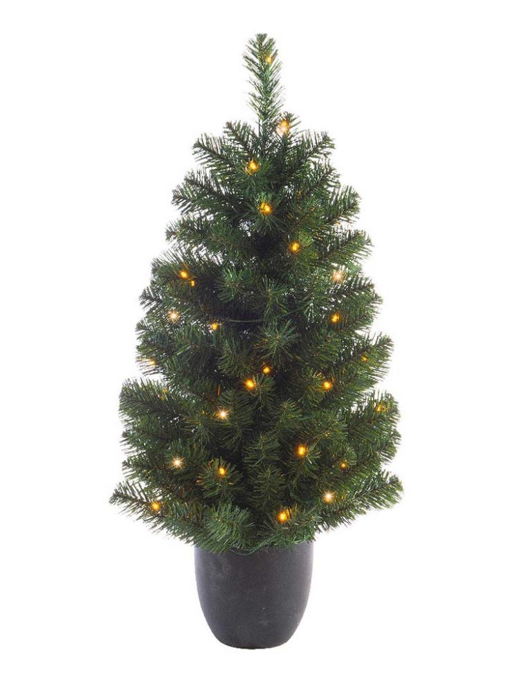 Mini Christmas Trees | 90cm (3ft) Imperial Tree In Pot with 50 Battery Operated LED Lights – Warm White Artificial Christmas Trees Mini Christmas Trees