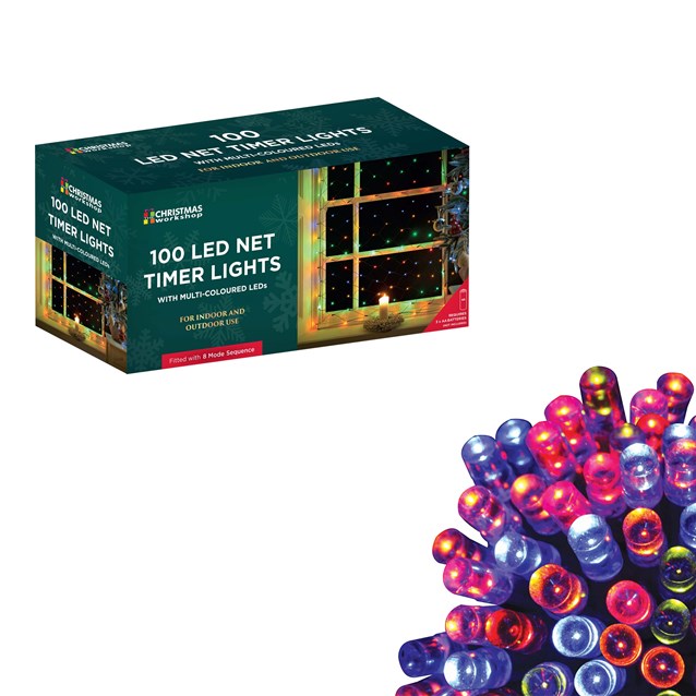 Net Lights | 100 LED Battery Timer Net Light – Multicolour Net Lights Net Lights