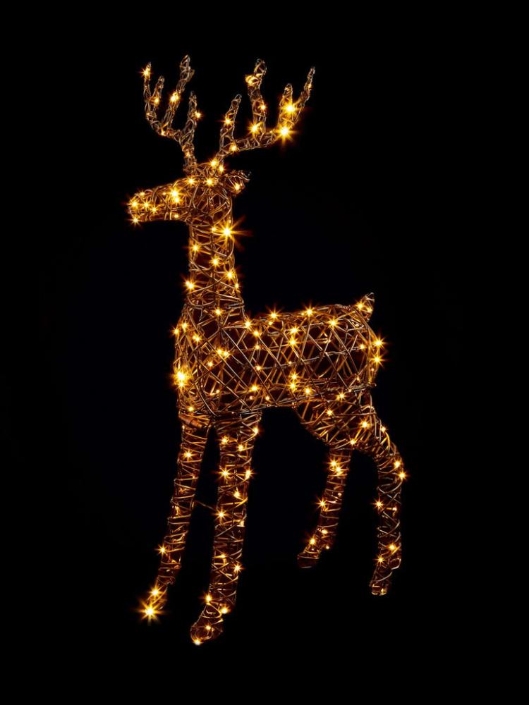 Outdoor Christmas Figures | 1.10M Multi-Action Brown Rattan Stag – 176 Colour Switch LEDs W-WW Outdoor Christmas Figures Outdoor Christmas Figures