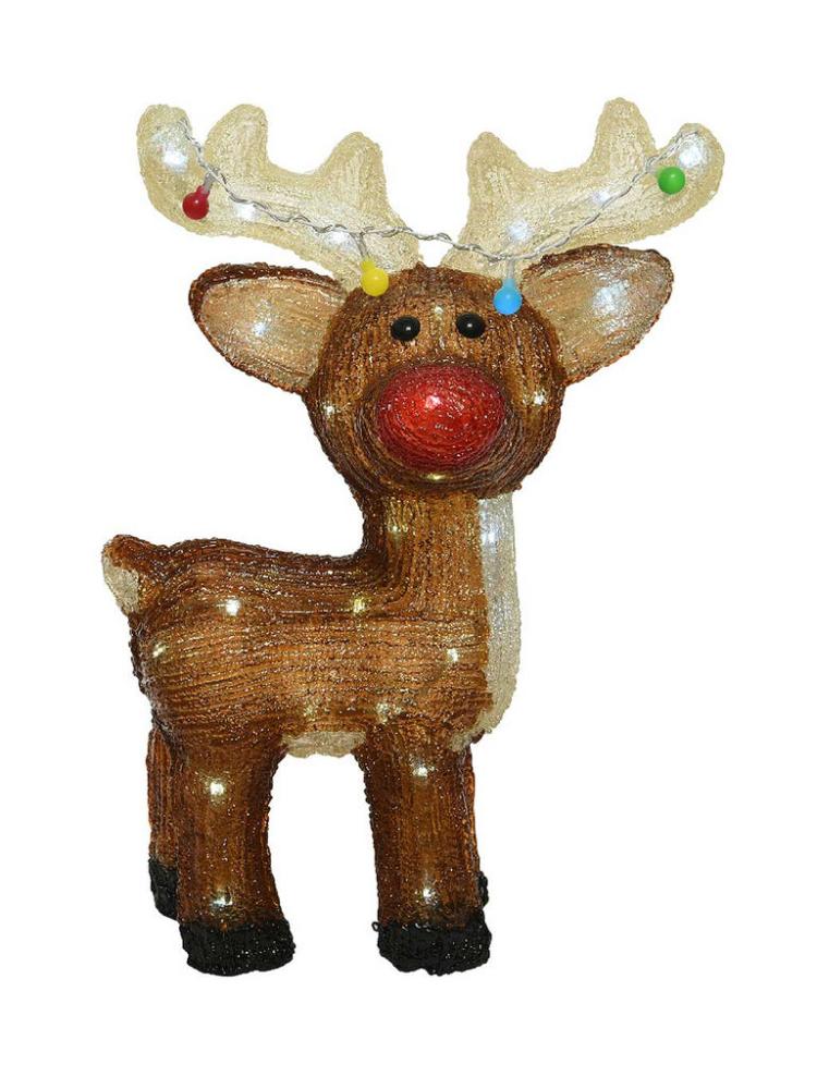 Outdoor Christmas Figures | 47cm Acrylic Outdoor Reindeer with Red Nose & 48 LEDs Outdoor Christmas Figures Outdoor Christmas Figures