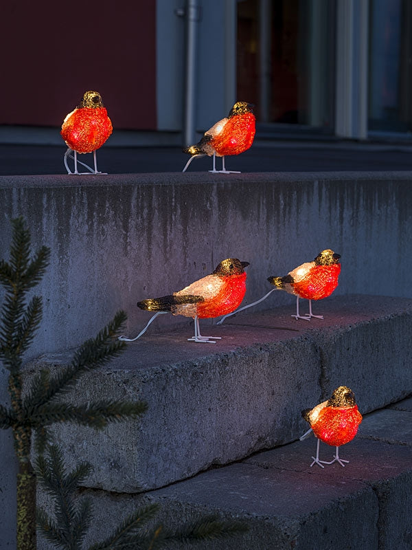 Outdoor Christmas Figures | 5 Piece LED Acrylic Bullfinch Set Outdoor Christmas Figures Outdoor Christmas Figures