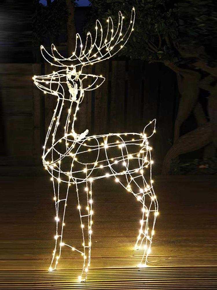 Outdoor Christmas Reindeers | 115cm Standing Reindeer with 250 Warm White LEDs Outdoor Christmas Lights Outdoor Christmas Reindeers