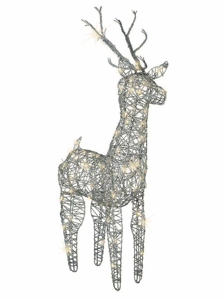 Outdoor Christmas Reindeers | 135cm Grey Wicker Reindeer with 96 Warm White LEDs Outdoor Christmas Lights Outdoor Christmas Reindeers