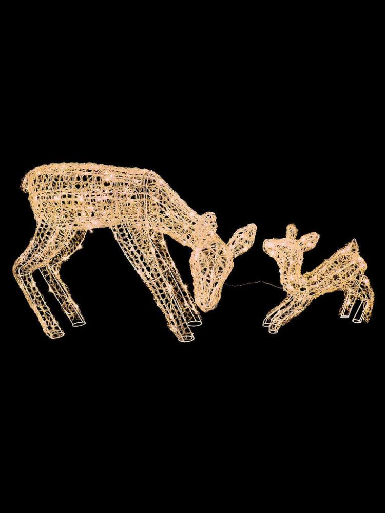 Outdoor Christmas Reindeers | 70cm-38cm Soft Acrylic Mother and Baby Deer with 230 LEDs Outdoor Christmas Lights Outdoor Christmas Reindeers