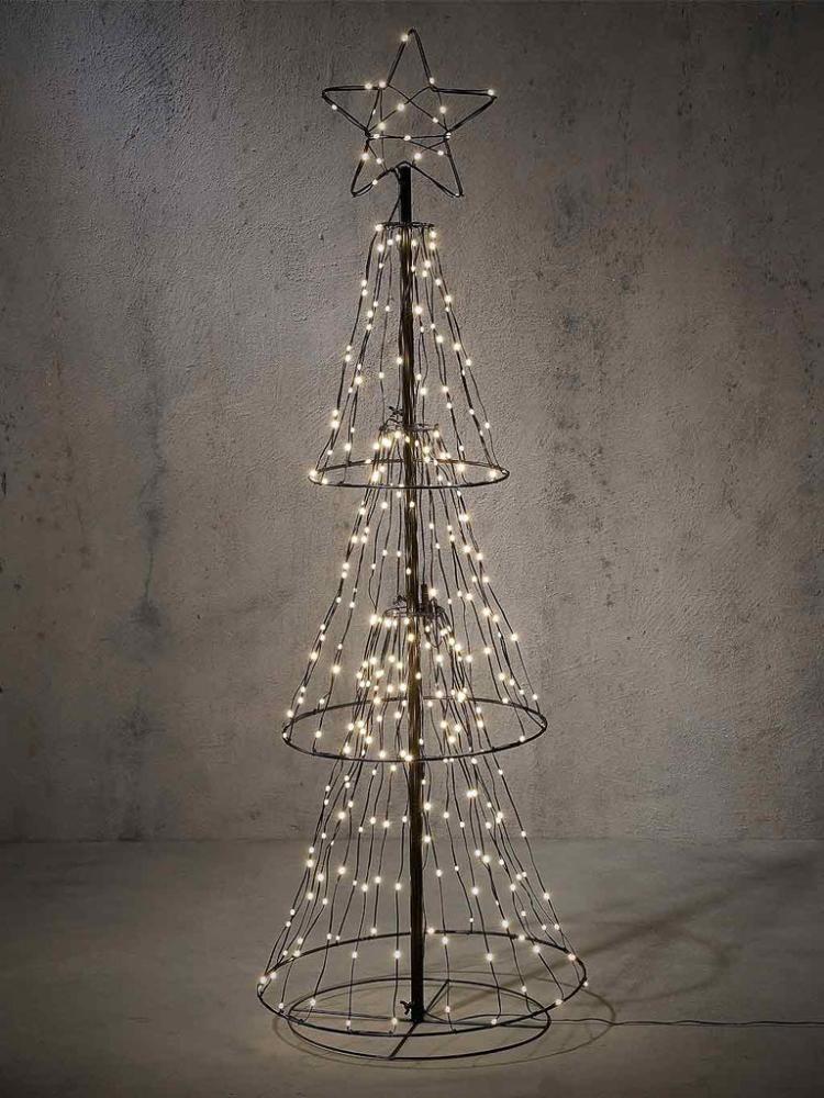 Outdoor Christmas Trees | 1.5M (5ft) Lit Tree – Black with White LEDs Connectable Artificial Christmas Trees Outdoor Christmas Trees