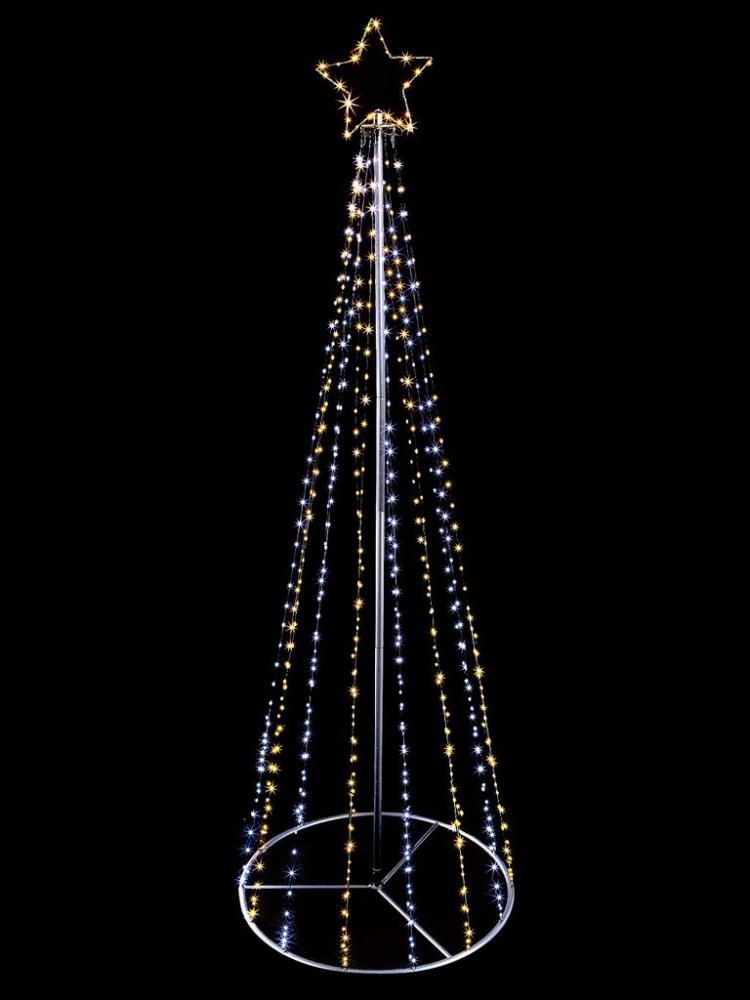 Outdoor Christmas Trees | 2.1M Black Pin Wire Pyramid Tree with Top Star Artificial Christmas Trees Outdoor Christmas Trees