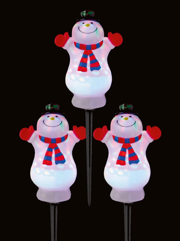 Path Lights | 3pc 48cm Snowman Path Light with Colour Changing LED Outdoor Christmas Lights Path Lights