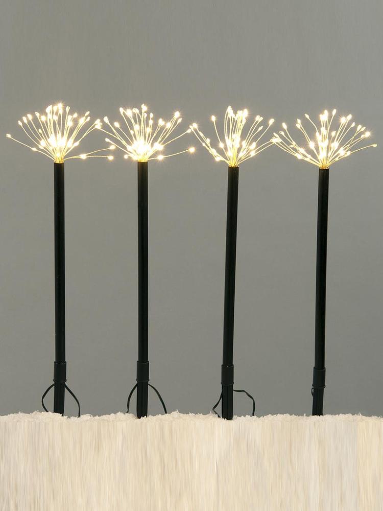 Path Lights | Set of 4 Twinkling Starburst Stake Lights Outdoor Christmas Lights Path Lights