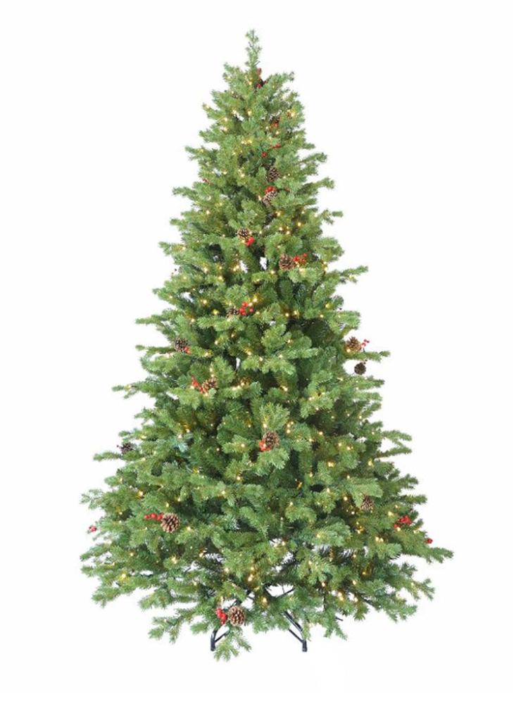 Pre-lit Artificial Christmas Trees | 7.5ft (2.2m) Warm White Pre-Lit Lakeland Fir Cones & Berries Artificial Christmas Trees Pre-lit Artificial Christmas Trees