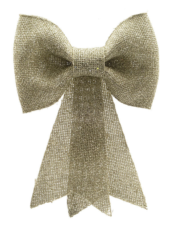 Ribbons & Bows | 30cm Glitter Bow with Hanger – Light Gold Christmas Decorations Ribbons & Bows