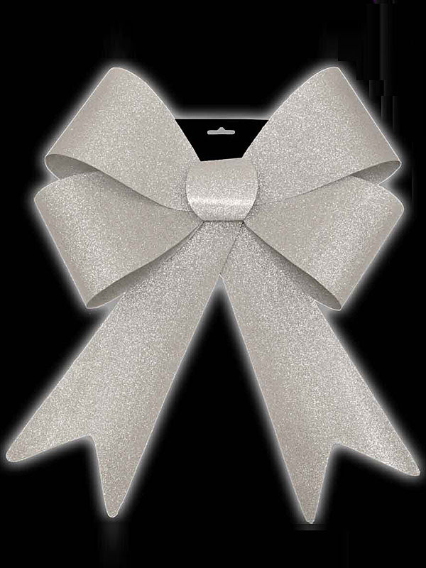 Ribbons & Bows | 51 x 40cm Jumbo Glitter Bow – Silver Christmas Decorations Ribbons & Bows