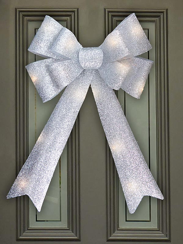 Ribbons & Bows | Pre-lit LED Door Bow 38 x 63cm Christmas Decorations Ribbons & Bows