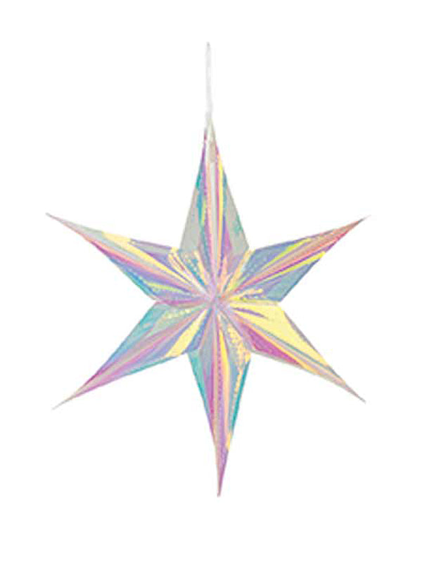 Room Decorations | 40cm 6 Point Holographic Foil Star Christmas Decorations Foil Decorations