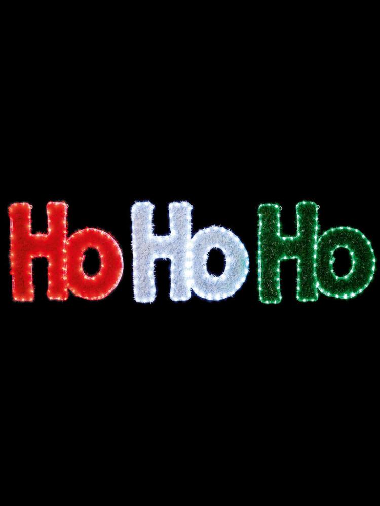 Silhouettes | 2M x 46cm Flashing HoHoHo Tinsel Rope Light with 288 Multi LEDs Outdoor Christmas Lights Silhouettes