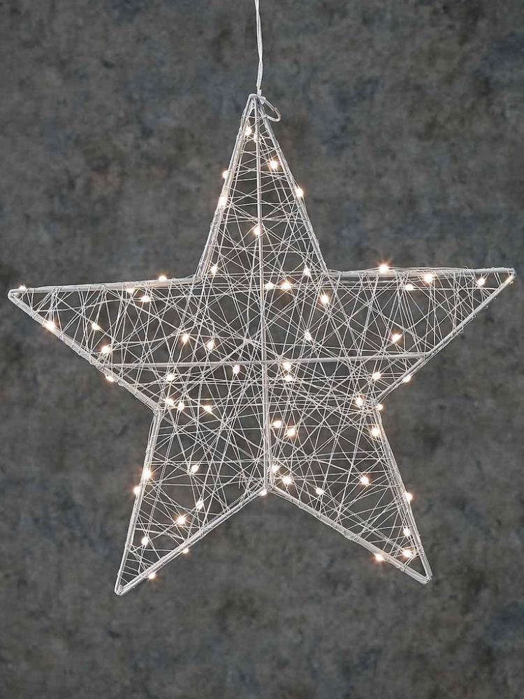 Silhouettes | 3D Lit Star – Silver with Warm White LEDs Outdoor Christmas Lights Silhouettes