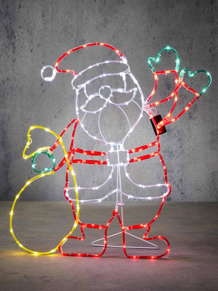 Silhouettes | 57 x 60cm Moving Ropelight – Waving Santa with 159 Multicolour LEDs Outdoor Christmas Lights Silhouettes