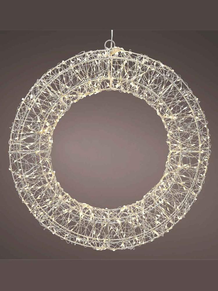 Silhouettes | 58cm Wreath Metal Frame Light with Micro LEDs Outdoor Christmas Lights Silhouettes