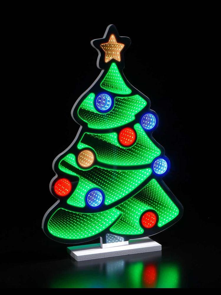 Silhouettes | 60cm Infinity Christmas Tree With Baubles Light Outdoor Christmas Lights Silhouettes