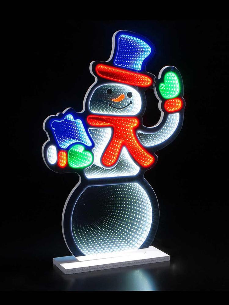 Silhouettes | 60cm Infinity Snowman With Present Light Outdoor Christmas Lights Silhouettes