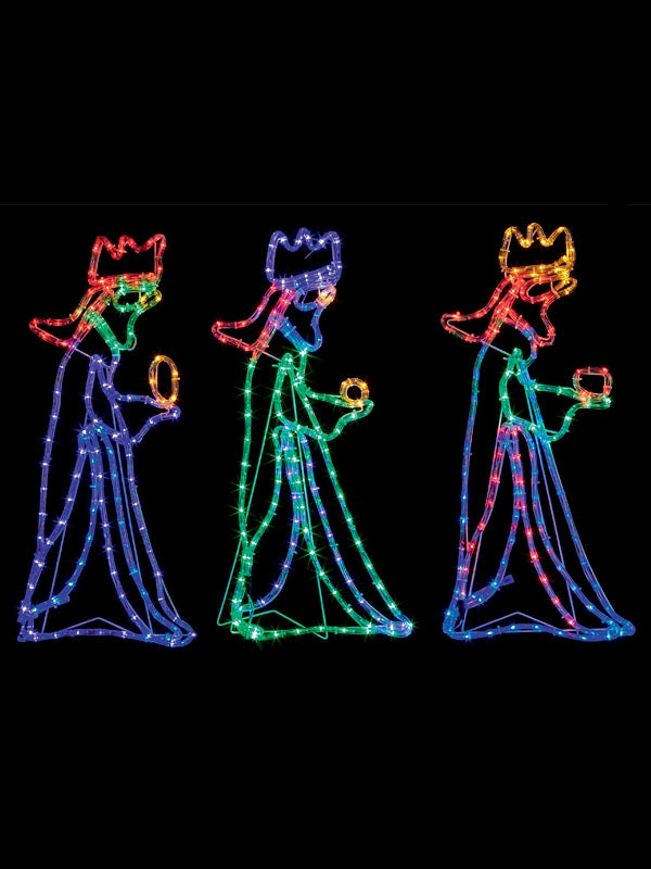 Silhouettes | 70cm 3 Wise Men Rope Light Silhouette with 360 Multi Leds Outdoor Christmas Lights Silhouettes