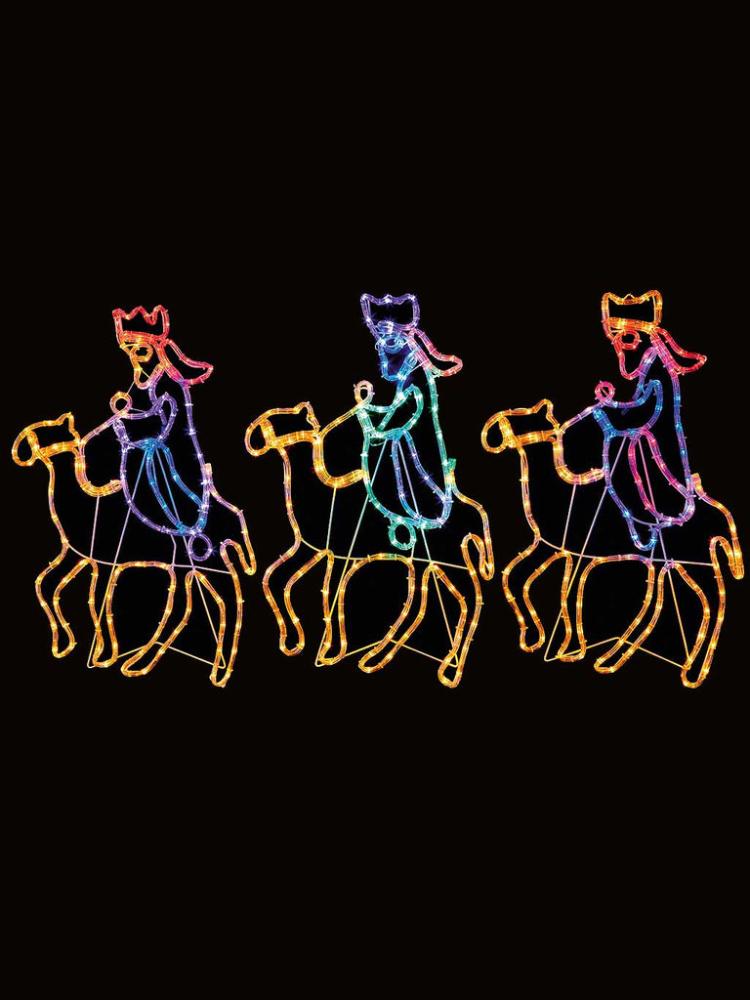 Silhouettes | 70cm Three Wise Men on Camels Rope Light Silhouette With 420 LEDs Outdoor Christmas Lights Silhouettes