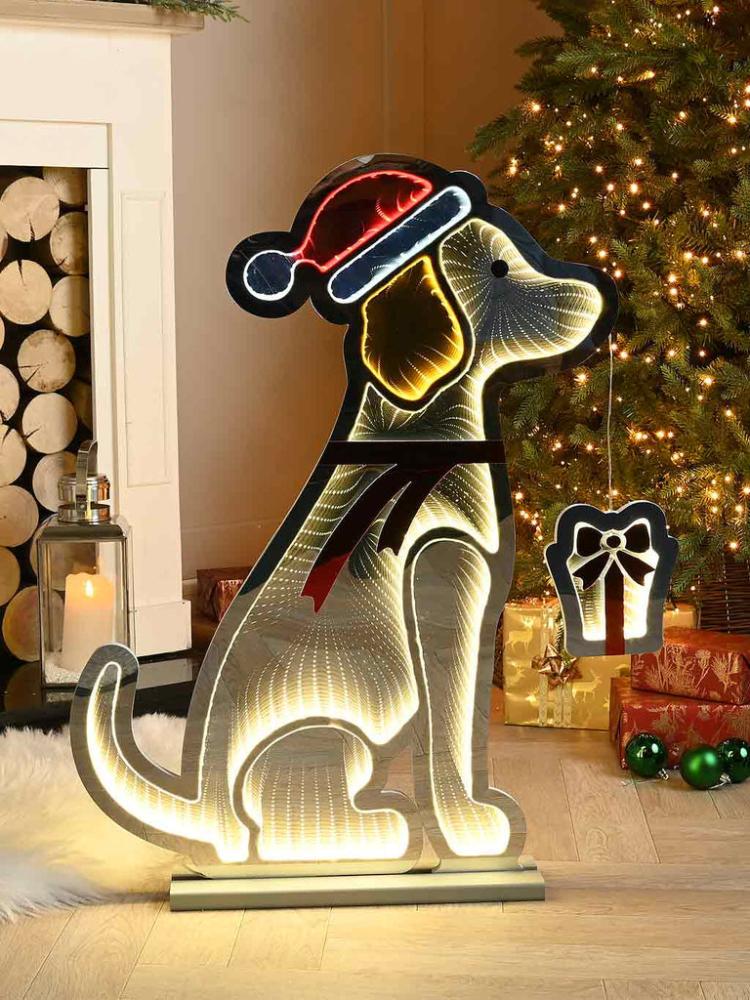 Silhouettes | 78cm Sitting Dog Infinity Light Outdoor Christmas Lights Silhouettes