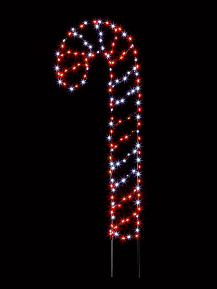 Silhouettes | 91 x 29cm Multi-Action Flexi Bright Candy Cane with 132 Red & White LEDs Outdoor Christmas Lights Silhouettes