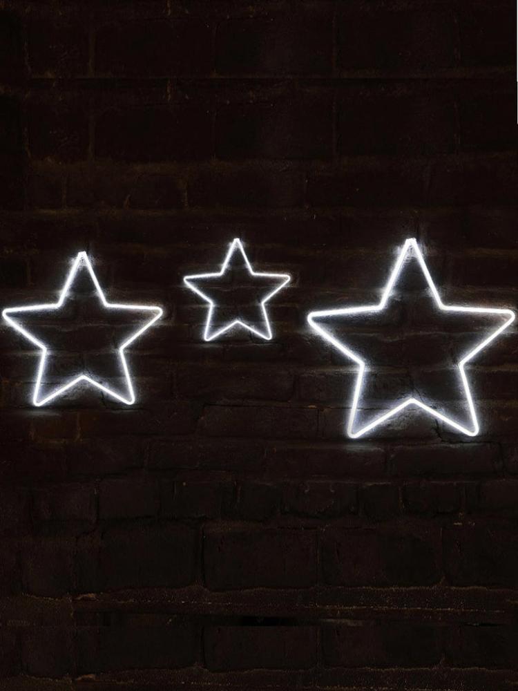 Silhouettes | Set of 3 White Neon Stars with Timer Outdoor Christmas Lights Silhouettes