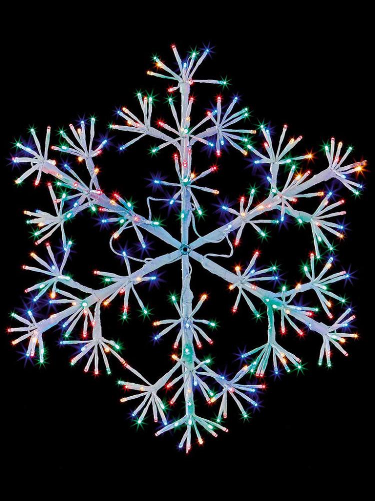 Silhouettes | White Starburst Snowflake with Multicolour LEDs – VG Twinkle Outdoor Christmas Lights Silhouettes