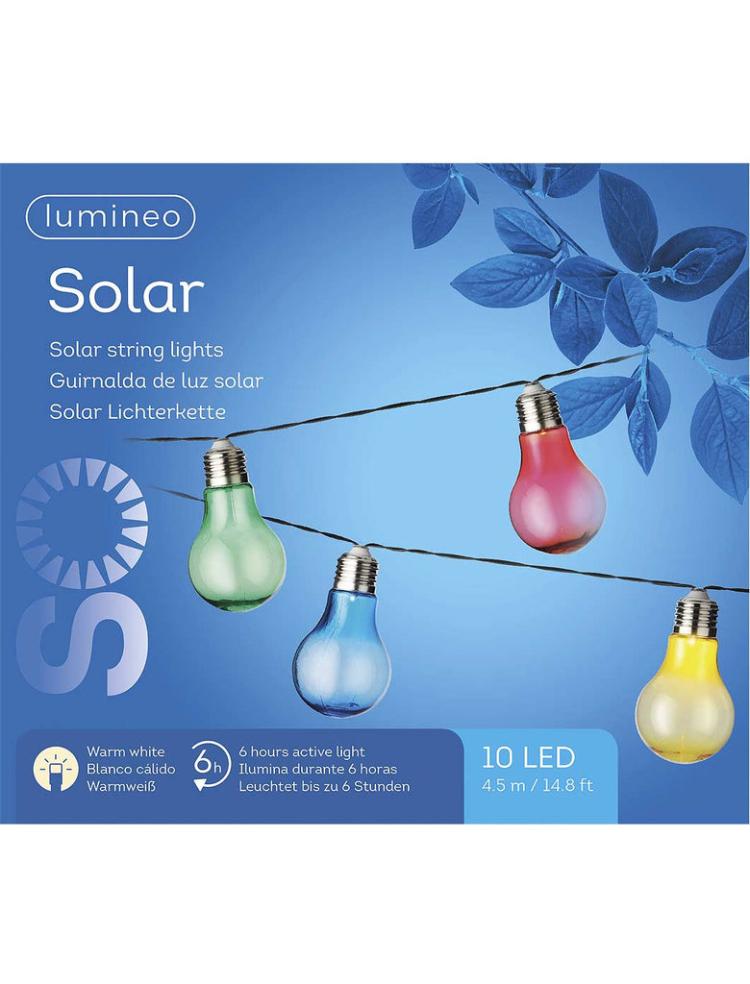 Solar Lights | 10 Static Solar Stringlights – Multicolour Outdoor Christmas Lights Solar Lights