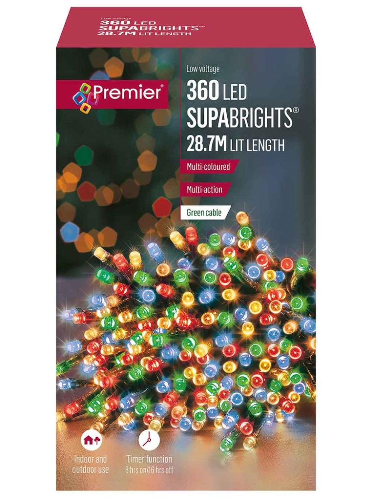 String Lights | 360 Multi-Action LED Supabrights with Timer – Multi colour Outdoor Christmas Lights String Lights