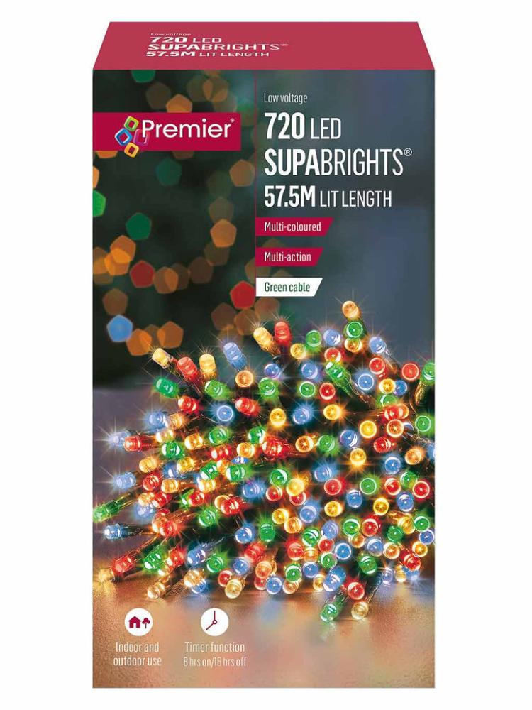 String Lights | 720 Multi-Action LED Supabrights with Timer – Multi colour Outdoor Christmas Lights String Lights