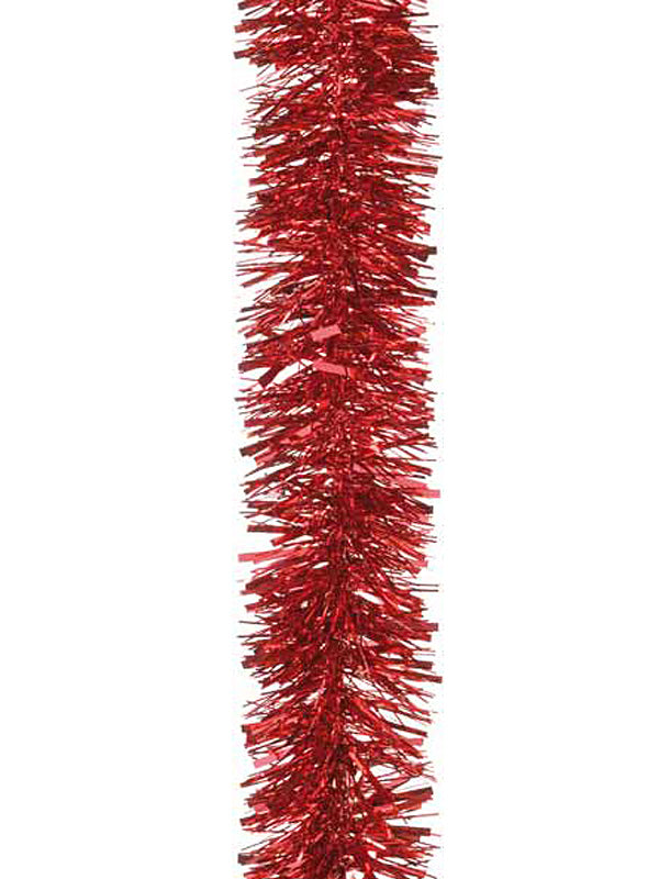 Tinsel | 200cm x 15cm Luxury Chunky Cut Tinsel – Red Christmas Decorations Tinsel