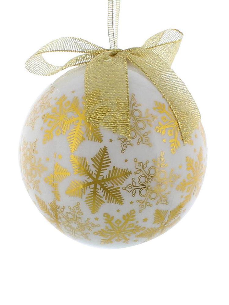 Tree Baubles | 15cm Decoupage Ball – Gold Snowflake Christmas Decorations Room Decorations