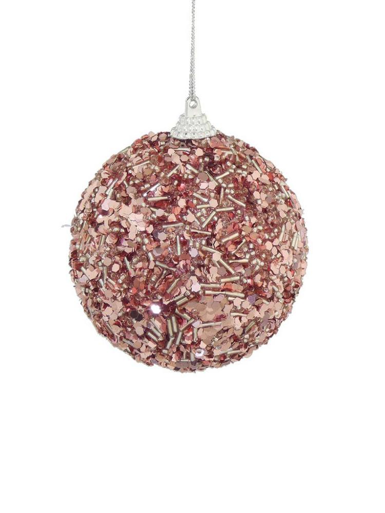 Tree Baubles | 8cm Maxi Glitter Bauble – Blush Pink Christmas Decorations Tree Baubles